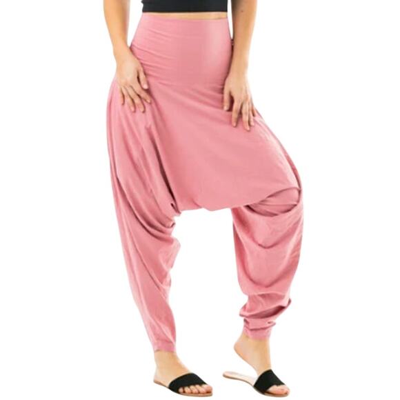 Buddha Pants L San Fran Organic Harem Pant Coral Bamboo Cotton High Waist - Picture 1 of 11